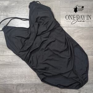 Duwmcom Ribbed Tie Back One Piece Swimsuit Size 2XL